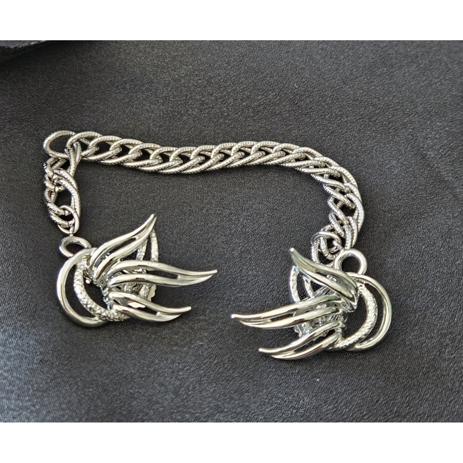 Emmons Convertible Jewelry Scarf Clip Silver Tone Chain Bracelet Earrings Euc